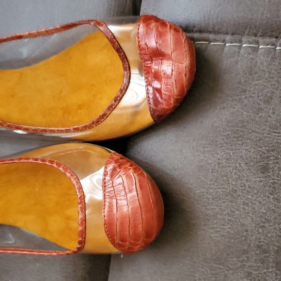Berin Orangeand Clear Snakeskin Flats - Picture 4 of 6